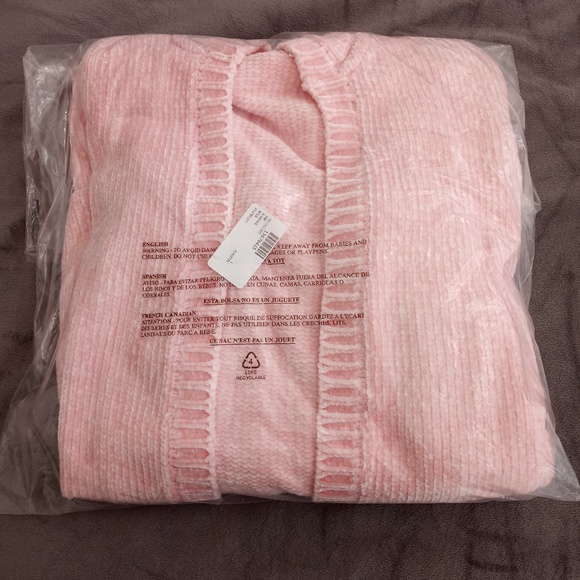 NWT PJ Salvage CHENILLE Long HOODED Sweater PINK LARGE - Picture 3 of 4